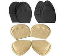 LOLIPPYY 4 Paar Anti Schuheinlagen Vorfußpolster Halbe Einlegesohlen Atmungsaktiv Rutschfest Schwarz Beige für Halbschuhe Absätze und Freizeitschuhe