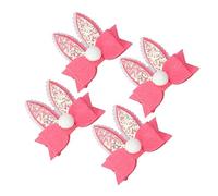 LOLIPPYY 4 Stück Hasenohren Haarspangen Mit Schleife Zarte Haarnadeln Für Mädchen Osterkopfschmuck Partyzubehör Rosa Clips Für Pony Und Kinder