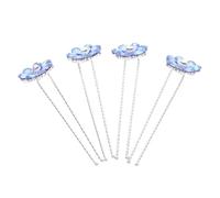 LOLIPPYY 4 Stück U förmige Brauthaarnadeln mit Blumen Strasssteinen Metall Haarnadeln für Damen und Mädchen Hochzeitshaarschmuck Festhaltend Dekorativ Blau