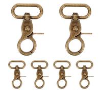 LOLIPPYY 6 Stück Karabinerhaken aus Zinklegierung Selbstgemacht Taschenverschluss mit Drehgelenk Innen ø 2,5cm Metallhaken für Handtaschen und Rucksäcke