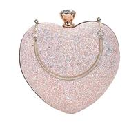 LOLIPPYY Umhängetasche Herz mit Pailletten Herzförmige Abendtasche aus Metall und Pu Stilvolle Clutch für Hochzeit und Abendparty Praktisch und Elegant