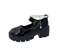 Lolita Gothic Plateau Kleid Pumps Schuhe Frauen klobige Plattform Mary Jane Schuhe Flacher Mund japanische süße Lolita Prinzessin Schuhe Damen Keilpumps Damen Geschlossene Ballerinas Bequeme