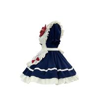 Lolita Kleid Teenager Mädchen Niedlich Maid Kostüm mit Schleife Cosplay-Kostüm süßes Teenagerkleid Rüschen Prinzessin Kleider Japanisches Kurzärme Kleider Faschingskostüm Perfekt für Karneval