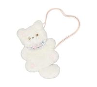 Lolitas Umhängetasche mit Cartoon-Katzen-Motiv, Schultertasche für Damen und Mädchen, schöne Plüsch-Tier-Geldbörsen in Katzenform, Geldbörsen für Damen, weiß, Einheitsgröße