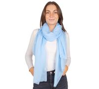Lolus Eleganter dünner, leichter und weicher Uni Damen Schal mit kurzen Fransen - Alessandra (babyblau)