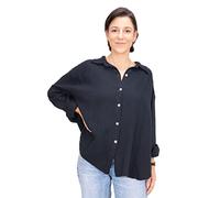 Lolus Kurze Musselinbluse Oversized Musselin Hemdbluse mit Knopfverschluss aus 100% Baumwolle - Sasha
