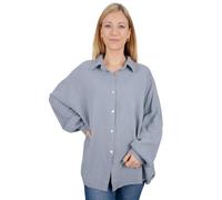 Lolus Kurze Musselinbluse Oversized Musselin Hemdbluse mit Knopfverschluss aus 100% Baumwolle - Sasha