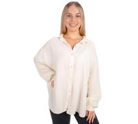 Lolus Kurze Musselinbluse Oversized Musselin Hemdbluse mit Knopfverschluss aus 100% Baumwolle (Sasha - Creme)