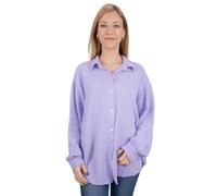 Lolus Kurze Musselinbluse Oversized Musselin Hemdbluse mit Knopfverschluss aus 100% Baumwolle (Sasha - Flieder)