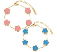 lomdung 2 Stück Vierblättriges Kleeblatt Armband, Glücksarmband Damen, Modische Exquisite Freundschaft Armband Glücksschmuck, für Hochzeit, Geburtstag, Alltag, Geschenk für Frauen