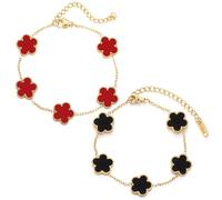 lomdung 2 Stück Vierblättriges Kleeblatt Armband, Glücksarmband Damen, Modische Exquisite Freundschaft Armband Glücksschmuck, für Hochzeit, Geburtstag, Alltag, Geschenk für Frauen