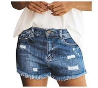 Lomelomme Jeans Shorts Damen Hosen High Waist Hot Jeans Bermuda Damen-Shorts Kurze Boyfriend Short Shorts Paperbag Dreiviertel Jogging Jeanshose Chino Spodenki Damskie NA Lato