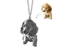 LONAGO 925 Sterling Silber Personalisierte Foto Halskette Gravierte Schwarzweißbilder Anhänger Halskette Schmuck (Haustier Geformt)