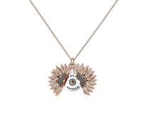 LONAGO 925 Sterling Silber Personalisierte Namenskette Offenes Medaillon Graviert Sie Sind Mein Sonnenschein Sonnenblumen Anhänger Halskette Schmuck (Style 3-Rose Gold)