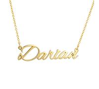 LONAGO Benutzerdefinierte Namen Halskette 925 Sterling Silber Personalisierte Namen Anhänger Halskette Schmuck für Frauen (Gold-Plated-Silver)