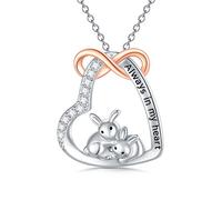 LONAGO Kaninchen Halskette 925 Sterling Silber Immer in Meinem Herzen Niedlicher Hase Anhänger Halskette Schmuck für Frauen Mutter