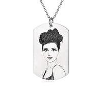 LONAGO Personalisierte Foto Halskette 925 Sterling Silber Benutzerdefinierte Gravierte Schwarz Weiß Bild Anhänger Halskette Schmuck (Rhombus)