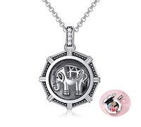 LONAGO Personalisiertes Medaillon Das Bilder Hält 925 Sterling Silber Elefant Foto Medaillon Anhänger Halskette Schmuck für Frauen (Medaillon)