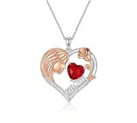 LONAGO S925 Sterling Silber Herz Geburtsstein Halskette für Frauen, Muttertag Mom Anhänger, Mom's Jan Halskette