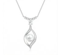 LONAGO S925 Sterling Silber Süßwasser Weiß Perle Anhänger Halskette Infinity Weiß Perle Halskette Valentinstag/Muttertag/Geburtstag Geschenk für Frauen