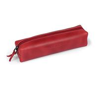 Londo Feder-, Bleistift- und Kosmetiketui aus echtem Leder mit Reißverschluss - Tasche für Schreibwaren - Rot