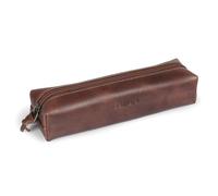 Londo Feder-, Bleistift- und Kosmetiketui aus echtem Leder mit Reißverschluss - Tasche für Schreibwaren - Braun