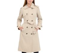 LONDON FOG Damen 3/4 Länge Zweireihiger Trenchcoat mit Gürtel, Stein