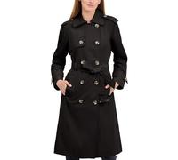 LONDON FOG Damen Zweireihiger 3/4-trenchcoat mit Gürtel Trenchcoat, Schwarz, M