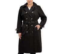 LONDON FOG Damen Zweireihiger Trenchcoat, Schwarz, XXL