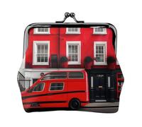 London Street bedruckte Mikrofaser-Geldbörse aus PU-Leder, Kussschloss, Mini-Tasche für Lippenstift, Schlüsselwechsel