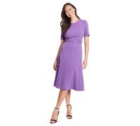 London Times Damen Kurzärmelige Krepp-Passform und ausgestelltes Midi mit Knopfdetail an der Taille Kleid, Royal Lilac, 52 Mehr