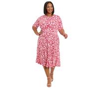 London Times Damen Printed Matte Jersey A-line Midi, Business-Casual-Kleid, Freizeitkleid, Rosarot/weiches Weiß, 40