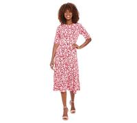 London Times Damen Printed Matte Jersey A-line Midi, Business-Casual-Kleid, Freizeitkleid, Rosarot/weiches Weiß, 44