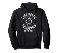 Long Beach T-Shirt California CA Surf Shirt Geschenk Pullover Hoodie, Unisex für Erwachsene, Schwarz, L