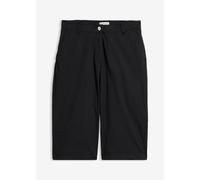 Longbermudas BONPRIX, Damen, Gr. 52, N-Gr, schwarz, Web, Obermaterial: 97% Baumwolle, 3% Elasthan, unifarben, regular fit kniebedeckend, Hosen Longbermudas, aus Baumwolle mit Elasthan, Regular Fit, mi