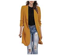 Long Blazer Für Damen Große Größen Businessblazer Damen Lang Sakko Modern Blazer Baumwolle Trenchcoat Langarm Blazer Einfarbig Trachtenblazer Umlegekragen Business Blazer