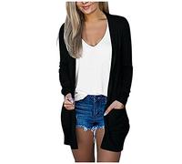 long cardigan damen elegant - strickmantel damen lang schwarz Strickjacke Offene Langarm Lang sommerjacke Casual High Stretchy Cardigan mit Taschen Knitwear Maxi Lang Cardigan Sweater/Strickmantel