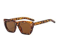 Long Keeper Cat Eye Sonnenbrille Retro Square Sonnenbrille Katzenaugen 90er Jahre Vintage Trendy Square Shades (Leopard Braun)