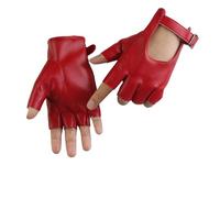 Long Keeper Fingerlose Lederhandschuhe Damen Ungefüttert Fahrhandschuhe Halbfinger Frauen Handschuhe Leder Punk Costume für Fahren Cosplay, Einheitsgröße
