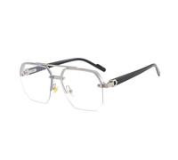 Long Keeper Photochromatisch Sonnenbrille für Herren Damen Retro Metall Quadrat Brille Autofahren GolfR UV400 Schutz (Silber klar)