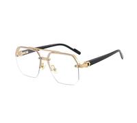Long Keeper Photochromatisch Sonnenbrille für Herren Damen Retro Metall Quadrat Brille Autofahren GolfR UV400 Schutz (Gold Klar)