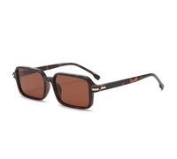 Long Keeper Rechteckige Sonnenbrille Herren Damen Klassisch Schmale Sonnenbrille 90er Retro Rechteckig Mode Unisex Retro Brille Eckig mit UV400 Schutz (Leopard Rahmen - Braun Gläser)