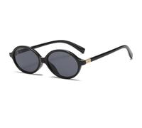 Long Keeper Retro Ovale Sonnenbrille 90er Style Vintage Sonnenbrille Schmal Oval Kleine Sonnenbrillen für Damen Herren Mode Oval Rund Brille mit UV400 Schutz (Schwarz Rahmen - Dunkelgrau Gläser)