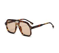 Long Keeper Retro Pilot Pilotenbrille Sonnenbrille Damen Herren 70er Jahre Vintage Quadratisch Sonnenbrille Klassisch Eckige Pilot Retro Brille UV400 (Leopard Brown)