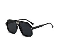 Long Keeper Retro Pilot Pilotenbrille Sonnenbrille Damen Herren 70er Jahre Vintage Quadratisch Sonnenbrille Klassisch Eckige Pilot Retro Brille UV400 (Black Black)