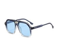 Long Keeper Retro Pilot Pilotenbrille Sonnenbrille Damen Herren 70er Jahre Vintage Quadratisch Sonnenbrille Klassisch Eckige Pilot Retro Brille UV400 (Gradient Blue Blue)