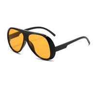 Long Keeper Retro Pilot Sonnenbrille Damen Herren Vintage 70er Jahre üBergroßE Sonnenbrillen Trends Piloten Oval Brillen UV400 Schutz (Schwarz Gelb)