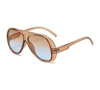 Long Keeper Retro Pilot Sonnenbrille Damen Herren Vintage 70er Jahre üBergroßE Sonnenbrillen Trends Piloten Oval Brillen UV400 Schutz (Klar Braun Farbverlauf Blau)