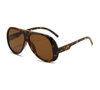Long Keeper Retro Pilot Sonnenbrille Damen Herren Vintage 70er Jahre üBergroßE Sonnenbrillen Trends Piloten Oval Brillen UV400 Schutz (Leopard Braun)