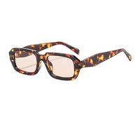 Long Keeper Retro Rechteck Sonnenbrille Damen Herren Vintage Eckig Sonnenbrille Trendige Quadratischem Brille UV400 Schutz (Leopard Hellbraun)
